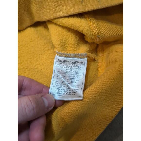 VTG Nike Center Swoosh Mens XXL Yellow Pullover Stained Gray Bar Tag - Picture 9 of 10